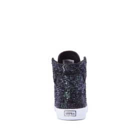 Supra Kids SKYTOP High Top Shoes Black Sequin/White | US-30631